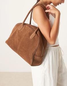 Сумка-тоут ASOS DESIGN из высококачественной замши шоколадного цвета