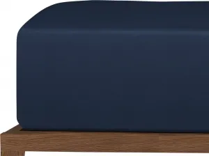 Простыня на резинке Uncover by SCHIESSER Premium Jersey New Jersey | 100% хлопок | Высота матраса до 20 см | 100x200 см | Темно-синий Schiesser