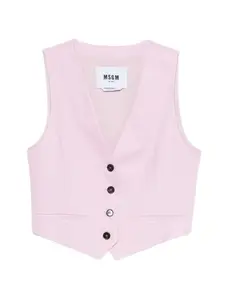 Жилет на пуговицах с V-образным вырезом Msgm, розовый