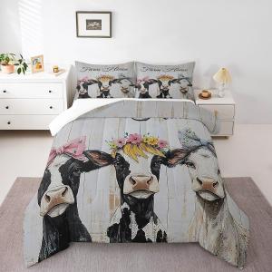 Erosebridal Комплект постельного белья Funny Farmhouse Cow с молочным принтом коровы в западном стиле для детей, Black White