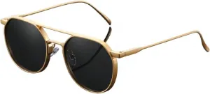 Ретро-солнцезащитные очки в маленькой овальной металлической оправе для женщин и мужчин с защитой от УФ-излучения UV400, панк-очки Melrose, Gold Black