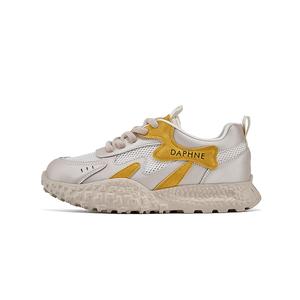 Женские повседневные кроссовки Cow Split Leather низкие с противоскользящей и износостойкой подошвой DAPHNE, желтый