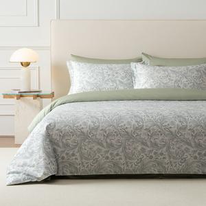 MIDO HOUSE Комплект постельного белья, 4 предмета, 150х200/180х200 см, ткань Maurice Series Floral Dance Dress, зеленый