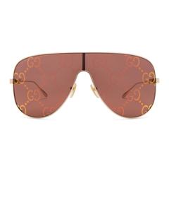 Солнцезащитные очки с надписью-маской Gucci, цвет Gold & Red