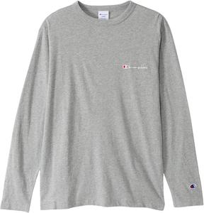 Мужская футболка Champion с длинным рукавом, круглый вырез, 100% хлопок, вышитый логотип, базовая модель, длинный рукав, круглый вырез, 100% хлопок, вышитый логотип, C8-W420Z, серый