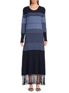 Платье макси с кисточками Terence Chevron Tanya Taylor, цвет Martime Blue