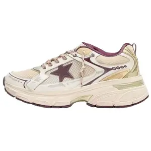 Golden Goose Lightstar Кожаные Коровьи Низкие Кроссовки Повседневные Женские Белые Фиолетовые