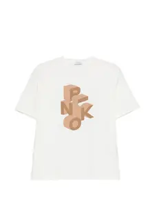 Футболка с принтом Pinko Kids, бежевый