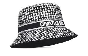 Шляпа-ведро в клетку houndstooth в стиле 2000-х DIOR, черный/белый