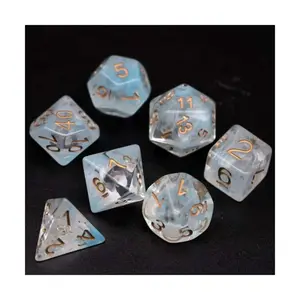 Набор Poly — синий пар с бронзой (7), Dice Sets - Resin/Acrylic - Blue, Green, & Purple (Foam Brain Games)