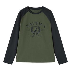 Лонгслив футболка осень подростки NAUTICA, зеленый
