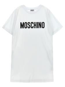 Платье с принтом логотипа MOSCHINO KID TEEN, белый/черный