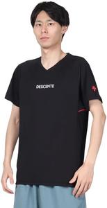 Футболка с коротким рукавом Descente, волет, короткий рукав, впитывает пот, быстро сохнет, дышащая, сетчатая вставка, свободная в движениях, мужская, женская, для клубных мероприятий, черный