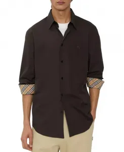 Приталенная хлопковая рубашка Burberry, коричневый