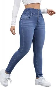 Женские джинсы на флисе с высокой талией и стрейчем