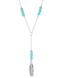 Ожерелье-Лариат с имитацией перьев бирюзы из стерлингового серебра, 16 дюймов + удлинитель 2 дюйма Macy'S, turquoise
