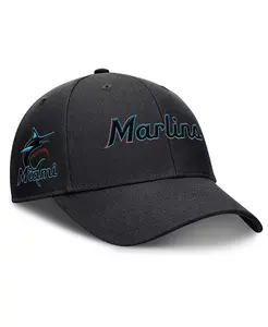 Мужская черная регулируемая кепка Miami Marlins Rise из габардина Nike