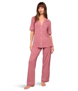 Пижама Eberjey Gisele Short Sleeve Pant PJ Set, цвет Berry Blush/Ivory