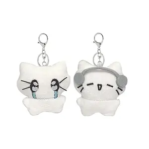 Очаровательный брелок с плюшевой куклой котенка в наушниках KEBO