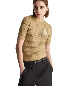 Женский короткий трикотажный свитер с косами Tommy Hilfiger, песочный