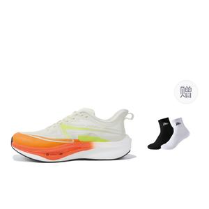 ZOSU Кроссовки для бега на длинные дистанции с низкой подошвой и карбоновой пластиной Support Lightweight Rebound унисекс белого и оранжевого цвета