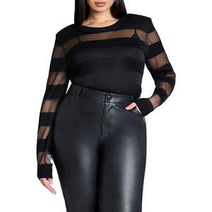 Женский свитер plus size с прозрачными полосками и плечевыми вставками Eloquii