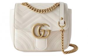 Кожаная камера-мессенджер Marmont через плечо на пояс женская белая GUCCI