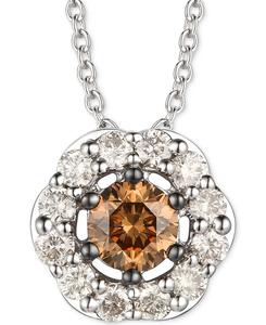 Подвеска-колье Шоколадный бриллиант и нюдовый бриллиант (общий вес 0,5 карата), регулируемая длина 20 дюймов, из белого золота 14 карат Le Vian, White Gold