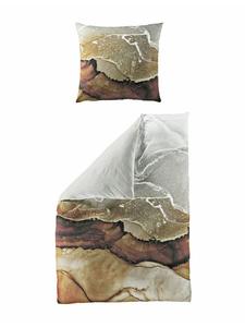 Jack Комплект постельного белья Mako из двух предметов, атлас, 135x200 см, с имитацией мрамора, коричневого цвета