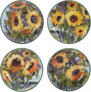 Certified International Sunflower Bouquet набор из 4 суповых/паста-чаш 1,1 л, ассорти дизайнов