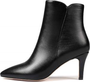Женские ботильоны на высоком каблуке Mettesally с острым носком, модные с молнией, зимние офисные туфли, Black