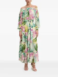 Ярусное платье макси с открытыми плечами GUESS USA, нейтральный