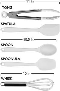 Силиконовые кухонные принадлежности Country Kitchen - легкоочищаемые кухонные принадлежности, набор лопаток для антипригарной посуды, стандартные, белые