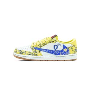 Jordan Баскетбольные кроссовки Travis Scott X Air 1 Vintage, унисекс, низкие, синие, желтые