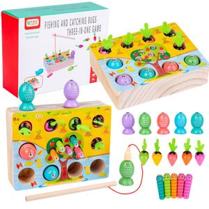 Деревянная Рыбалка Овощи Удочка Магнитная Игра Аркадная Обучение Inna marka
