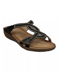 Женские шлепанцы с украшением Alora на плоской подошве GC Shoes, черный