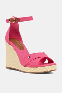 Сандалии Flag High Wedge Espadrille с перекрещивающимися ремешками Tommy Hilfiger, розовый