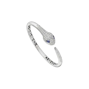 Браслет «змея» из белого золота с сапфирами и бриллиантовым паве. Bulgari