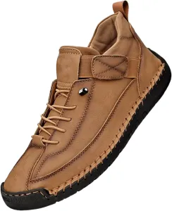 Мужские повседневные кожаные туфли, ботинки-чикка до щиколотки, слипоны, легкие лоферы, женские модные кроссовки, легкие классические туфли для прогулок, вождения, деловые рабочие офисные туфли, удобные ручной работы, унисекс Baimiu, коричневый