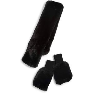 Комплект из шарфа и варежек из искусственного меха черного цвета jocelyn