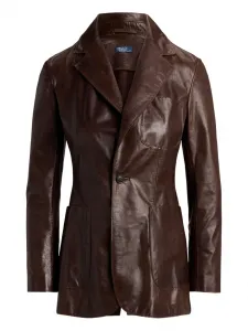 Кожаный блейзер Polo Ralph Lauren, коричневый