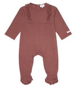 Хлопковый комбинезон Baby Kone с оборками Donsje, Dark Clay