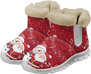 Зимние женские ботильоны Howilath Christmas Fuzzy с плюшевой подкладкой, Santa Claus Snowman