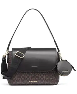 Мини-сумка через плечо Millie Signature Flap Convertible Small Calvin Klein, коричневый