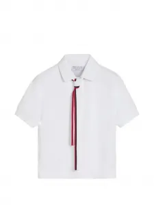 Рубашка поло с завязками Brunello Cucinelli Kids, белый