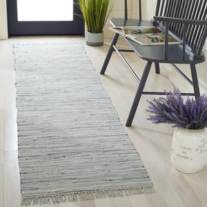SAFAVIEH, 69 x 305 см, Ковер-дорожка из коллекции Rag Rug, Grey, ручной работы, богемная полоска, хлопок, идеален для помещений с высокой проходимостью в гостиной, спальне (RAR121A)