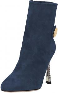 Женские ботильоны FYS с заостренным носком, мерцающие с кристаллами, на шпильке, короткие ботинки с молнией и металлическим округлым декором, осенне-зимние туфли, размеры 4-16 US, Navy