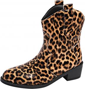 Generic Женские ботильоны-ковбойки на каблуке, повседневные Челси, модные высокие каблуки, леопардовый принт