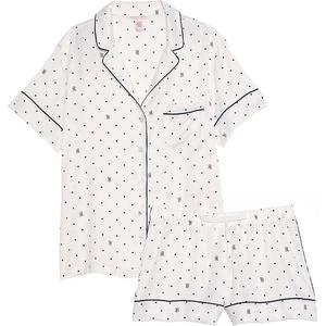 Сатиновый комплект пижамы с шортами / Кокосовый белый комплект пижамы для женщин Victoria's Secret, Кокосовый белый