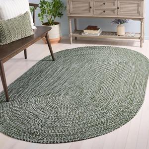 Ковер SAFAVIEH, 153 x 244 см, Washable Rug Braided Collection - Oval, Dark Green, ручной работы, для помещений и улицы, устойчивый к погодным условиям, идеально для патио, гостиной, прихожей, столовой (BRA260X)